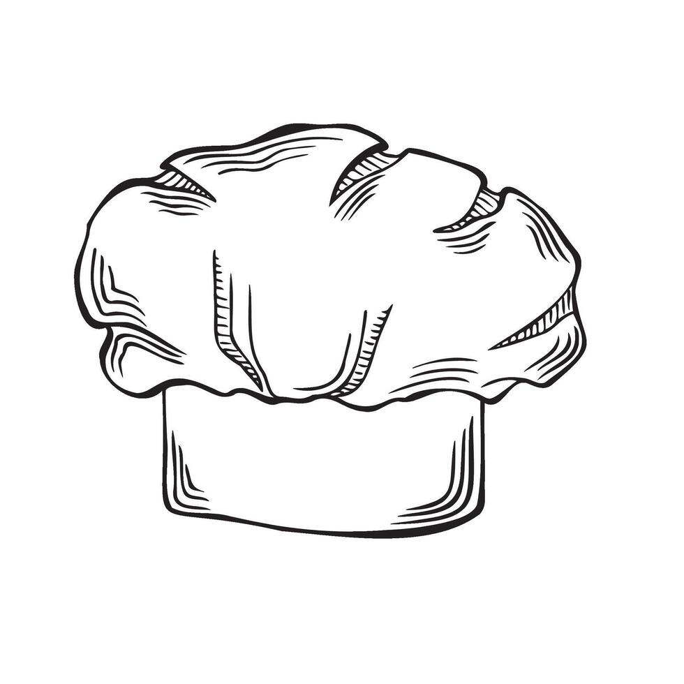 Chefs hat icon. Professional uniform headdress. illustration isolated. Clothes for restaurant, cafe employee, pastries and cooking job. Template for wrapping, cookbook, menu, showcase, website vector