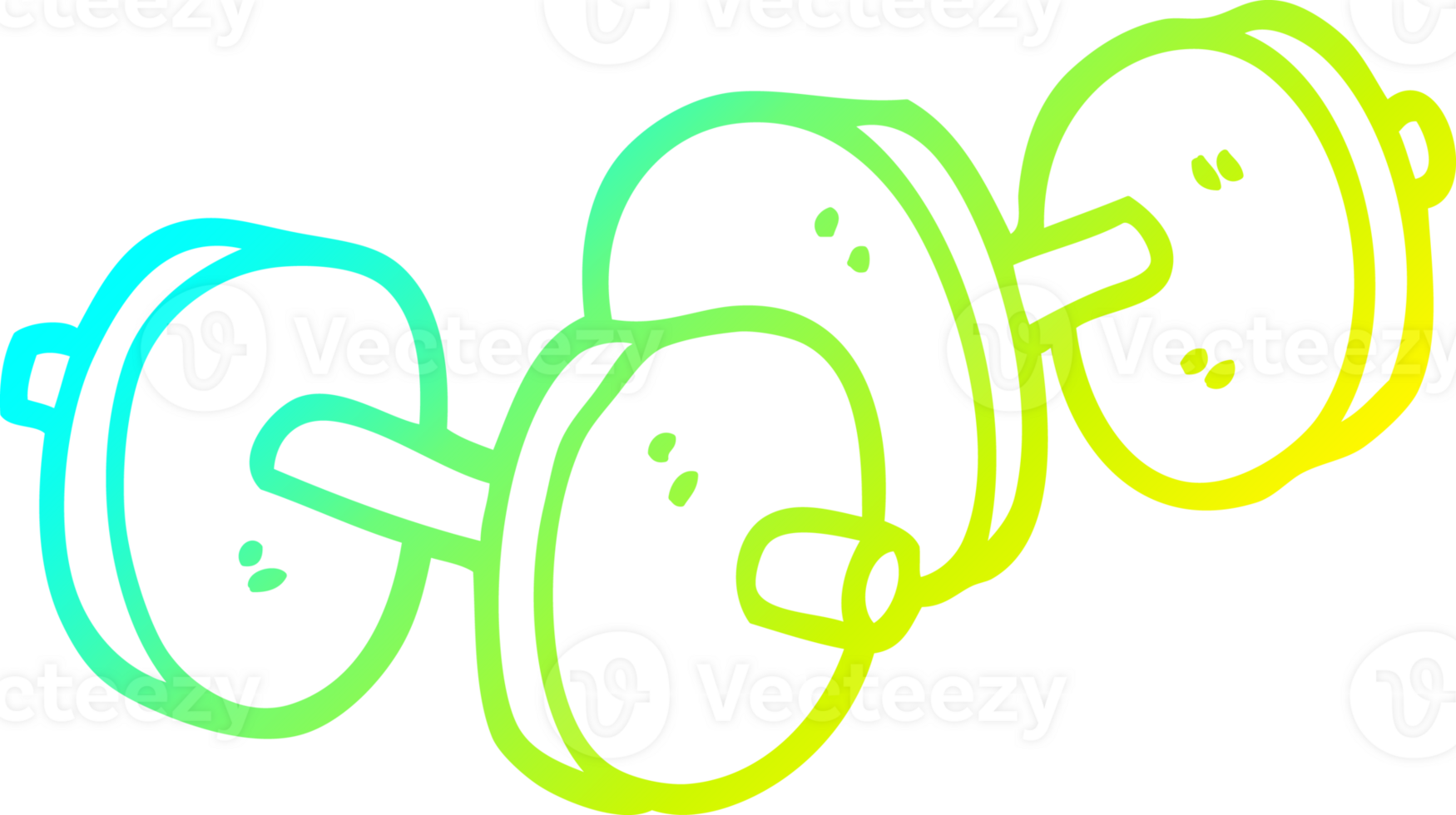 cold gradient line drawing of a cartoon pair of dumbbells png