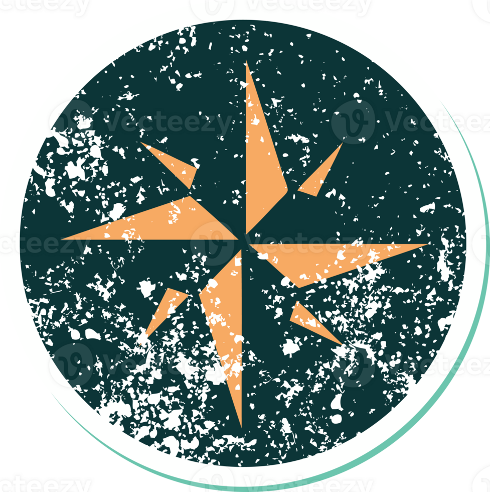 iconic distressed sticker tattoo style image of a star png