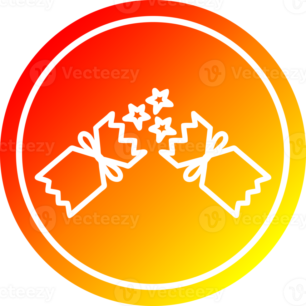 exploding christmas cracker circular icon with warm gradient finish png