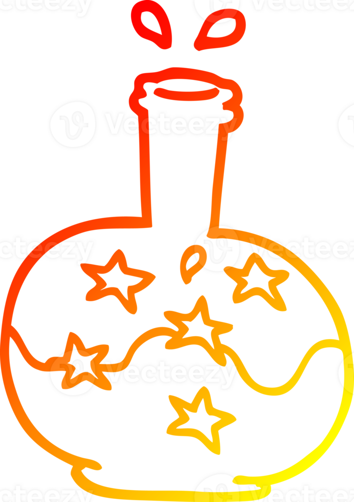 warm gradient line drawing of a cartoon magic potion png