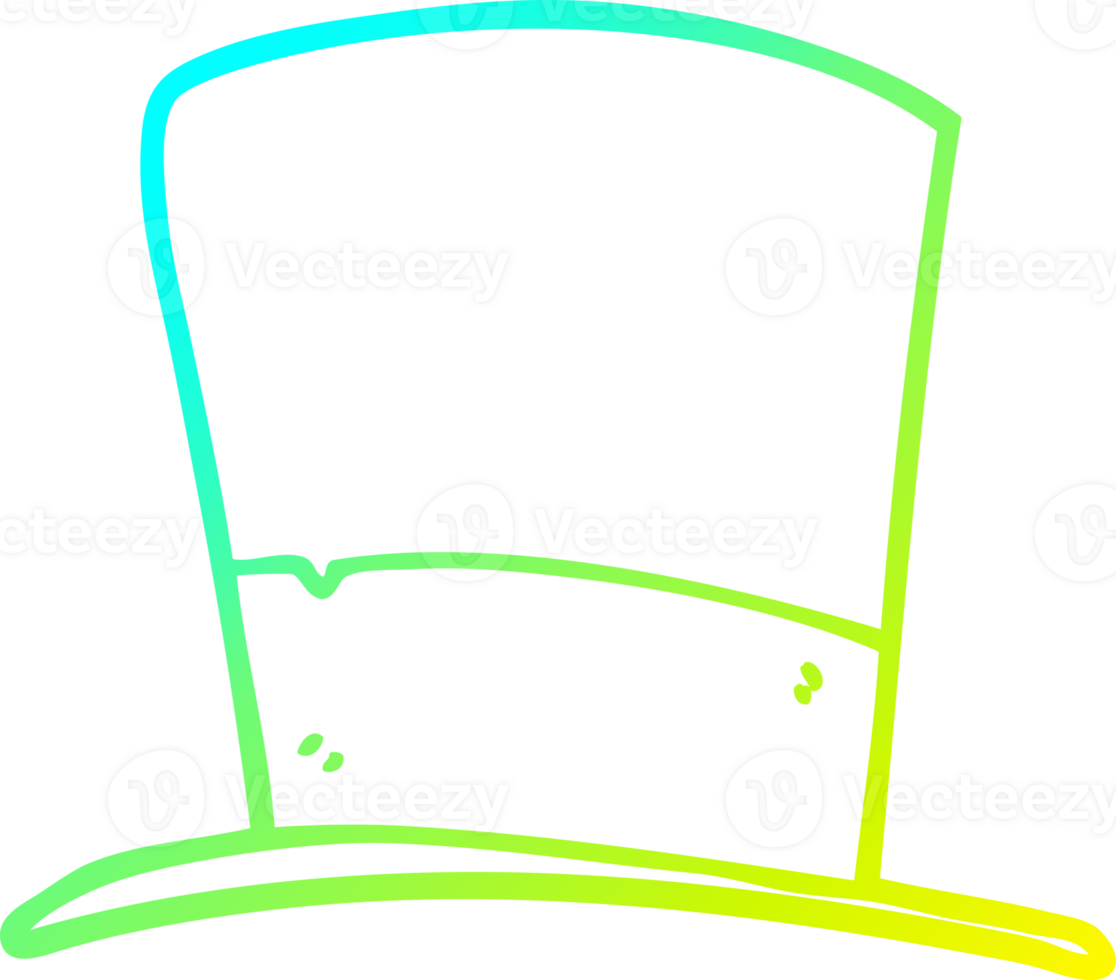 cold gradient line drawing of a cartoon top hat png