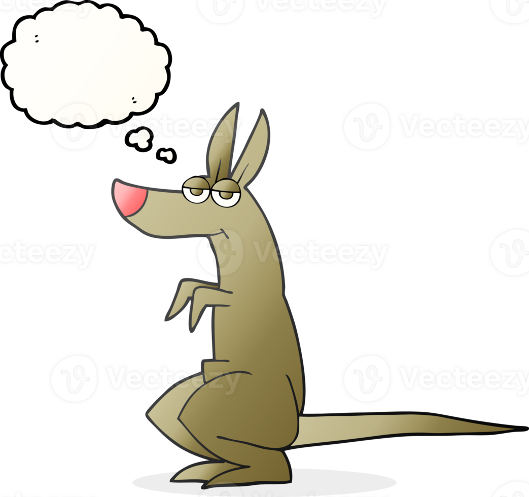 hand drawn thought bubble cartoon kangaroo png