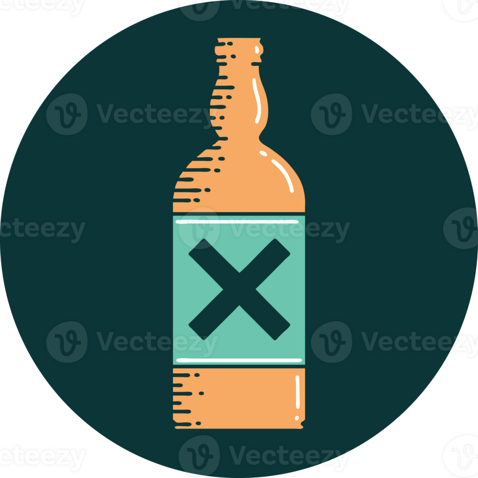 iconic tattoo style image of a bottle png