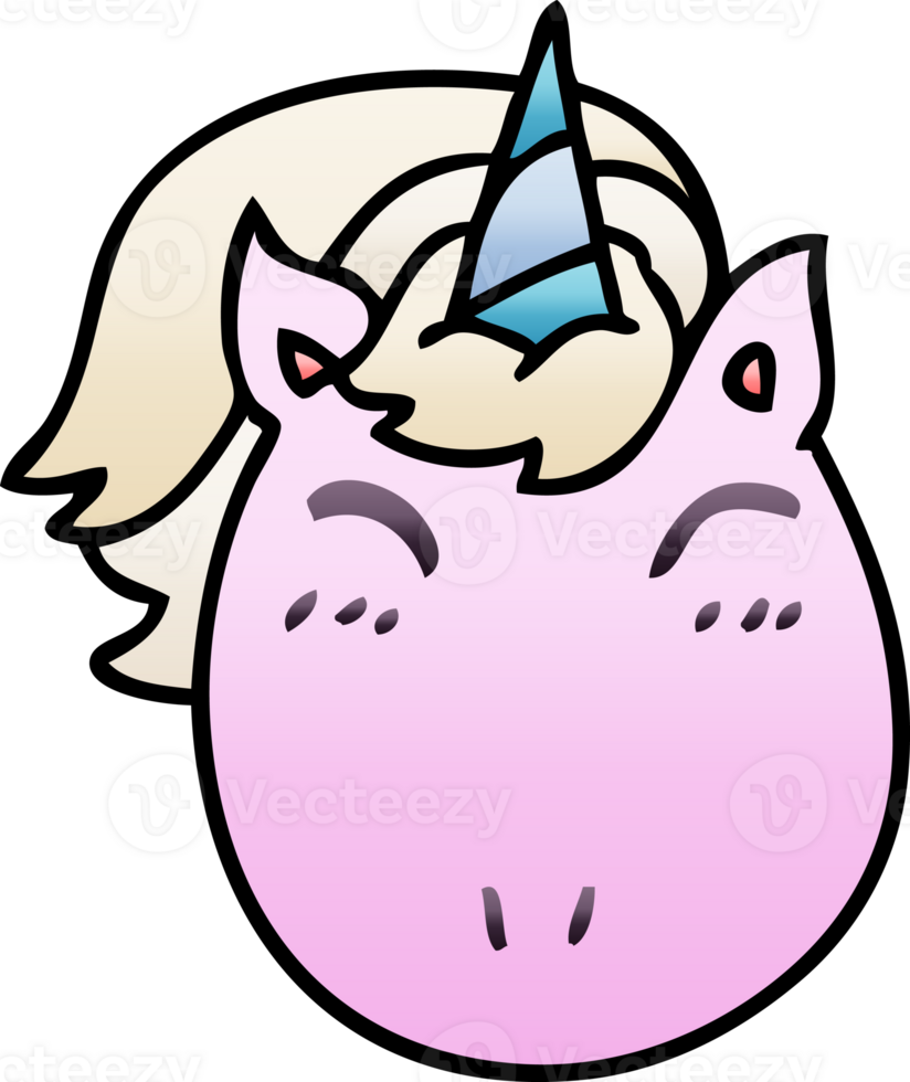 gradient shaded quirky cartoon unicorn png