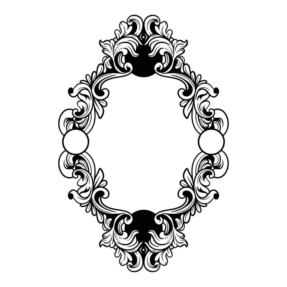 negro y blanco florido Clásico marco vector
