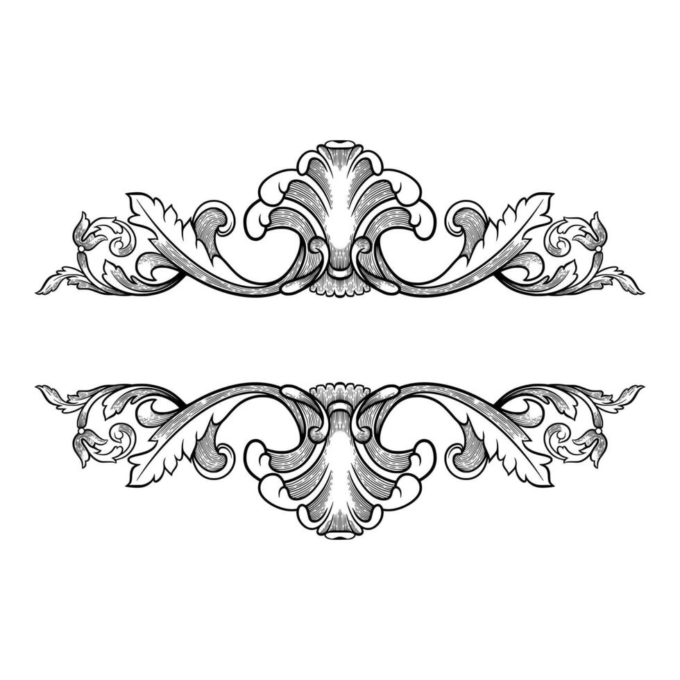 antique baroque vintage , with scroll ornament engraving vector