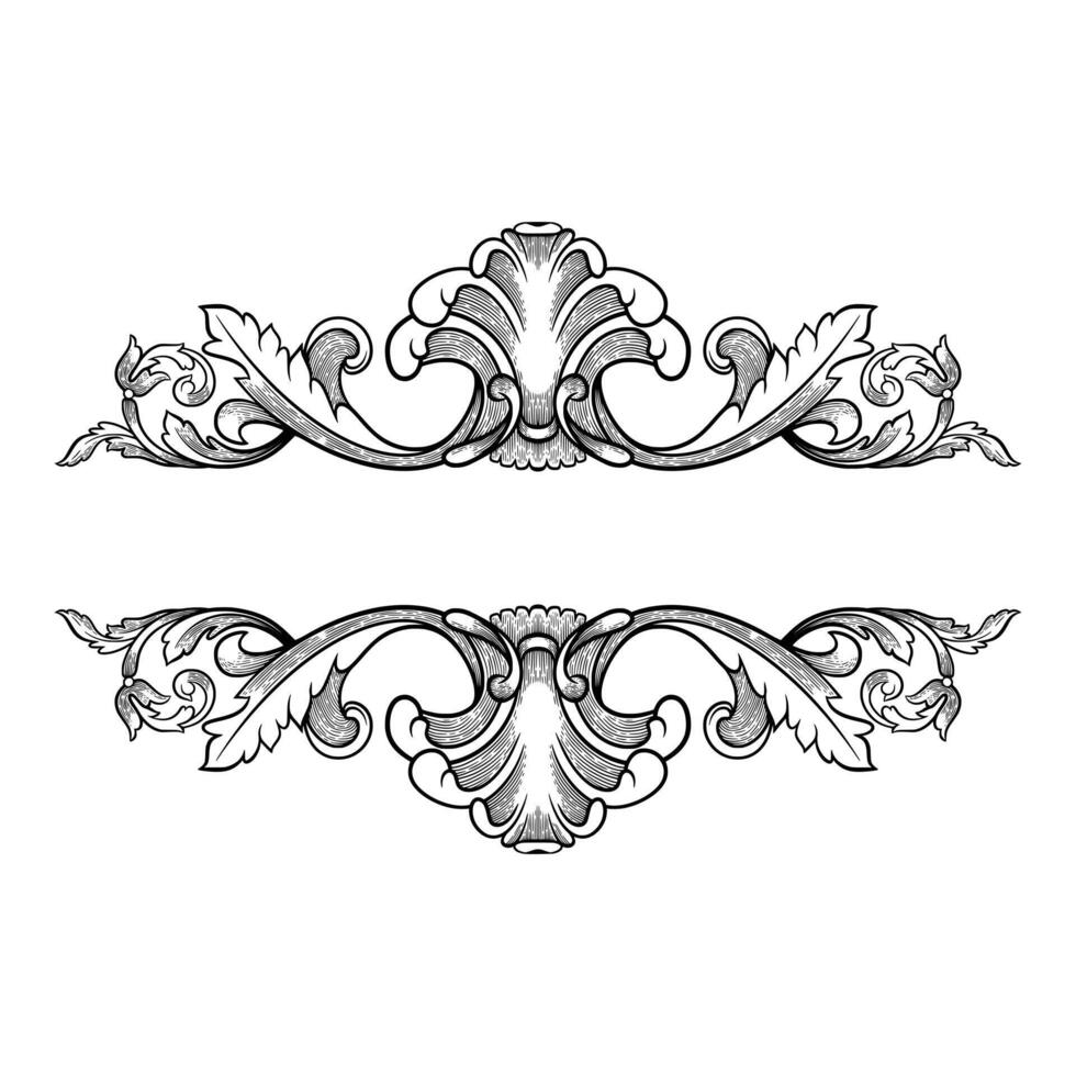 antique baroque vintage , with scroll ornament engraving vector