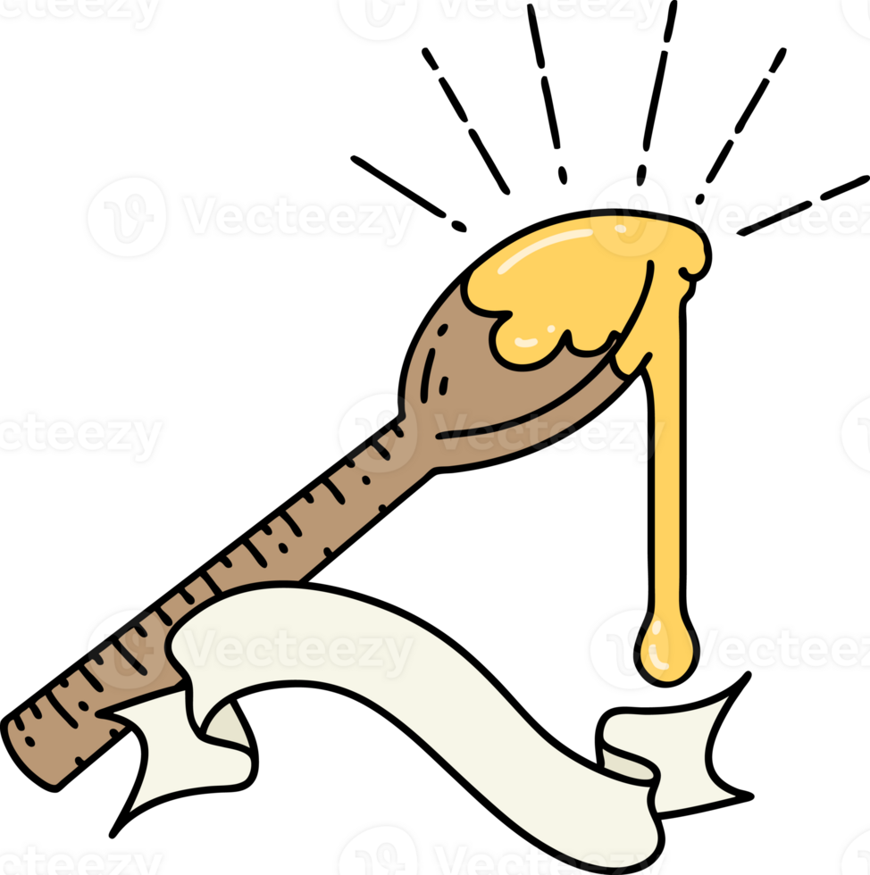 scroll banner with tattoo style spoonful of honey png