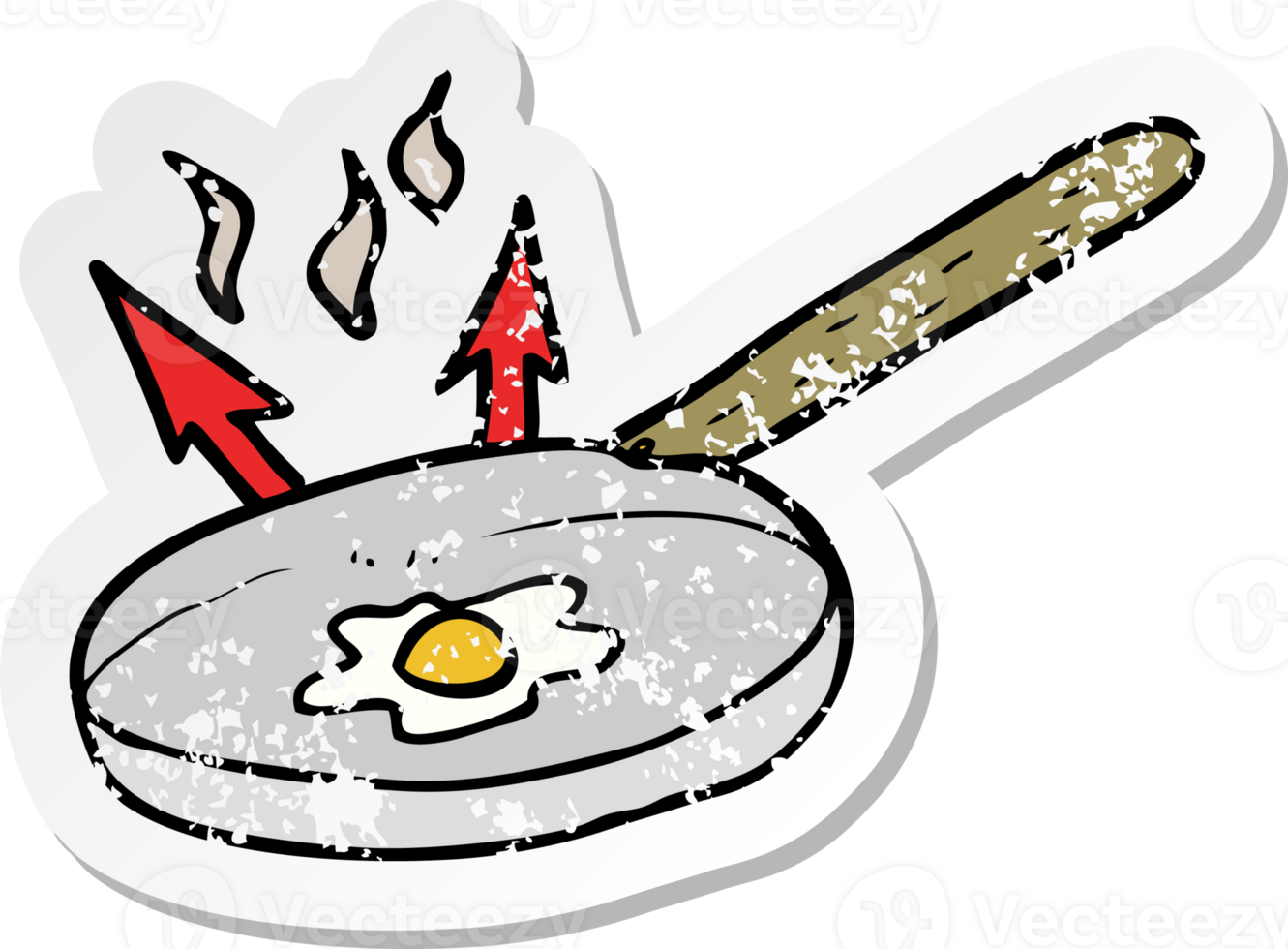 retro distressed sticker of a cartoon frying pan png