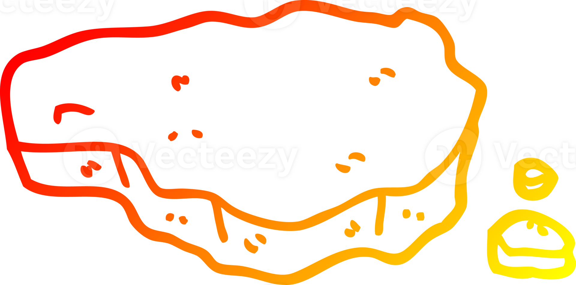 warm gradient line drawing of a cartoon old rock png