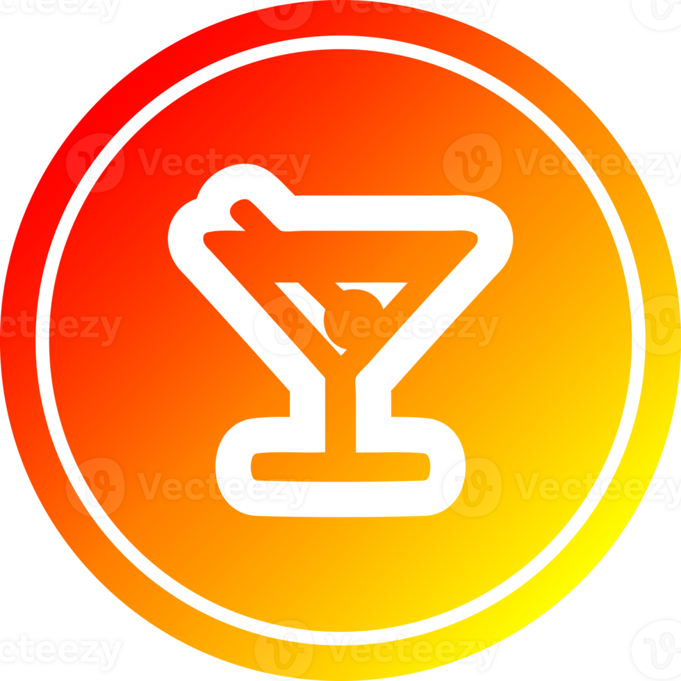 cocktail with olive circular icon with warm gradient finish png