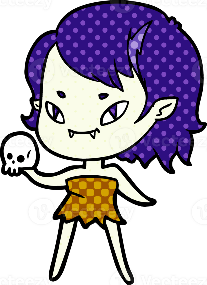 cartoon friendly vampire girl with skull png