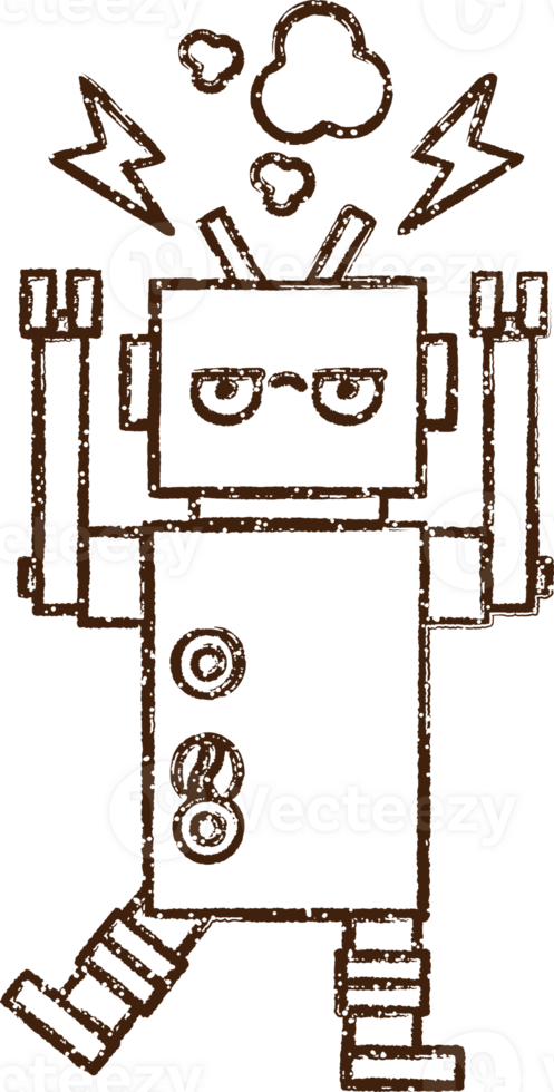 Robot Charcoal Drawing png