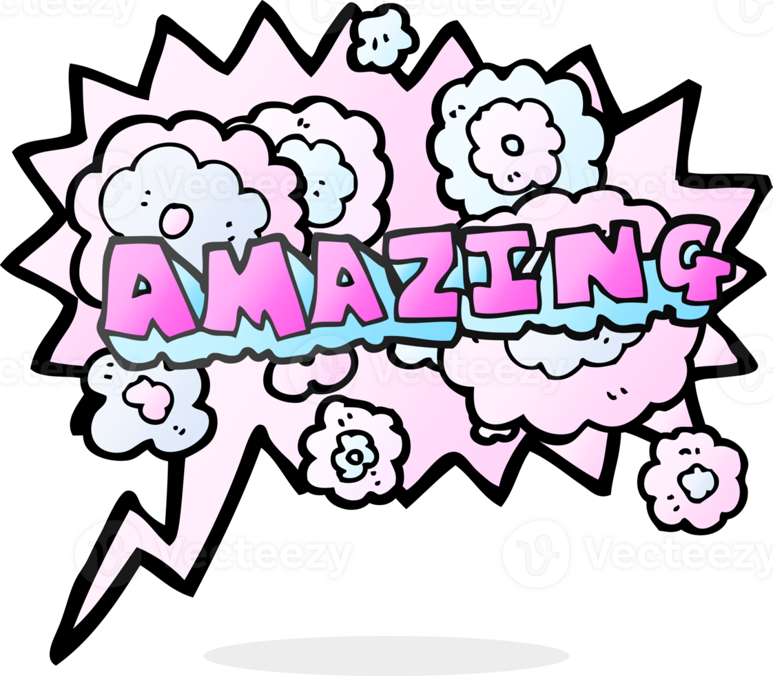 hand drawn speech bubble cartoon amazing word png