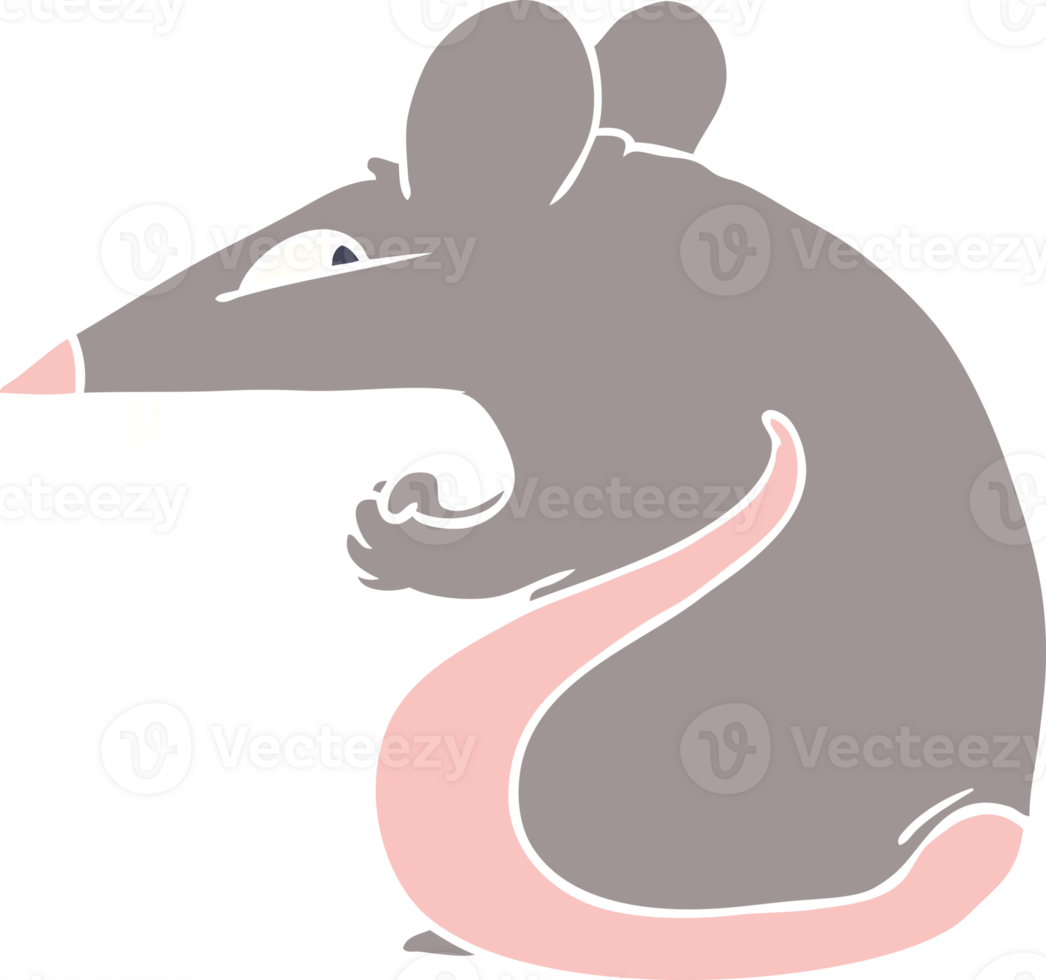 sly flat color style cartoon rat png