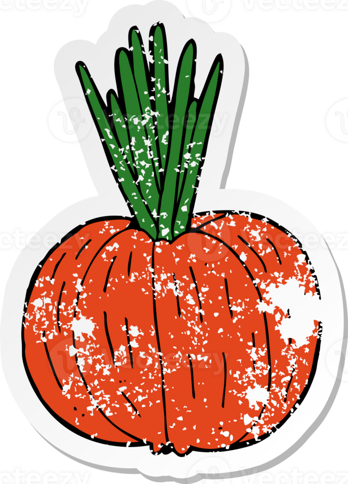 distressed sticker of a cartoon vegetable png