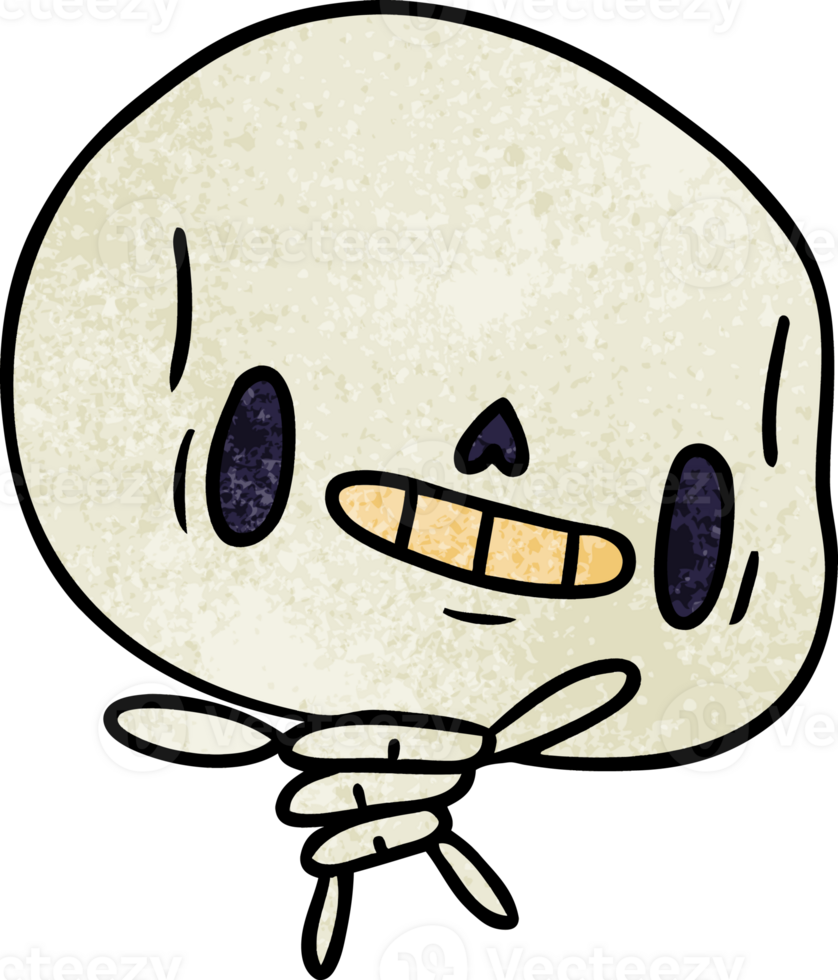 textured cartoon illustration kawaii cute dead skeleton png