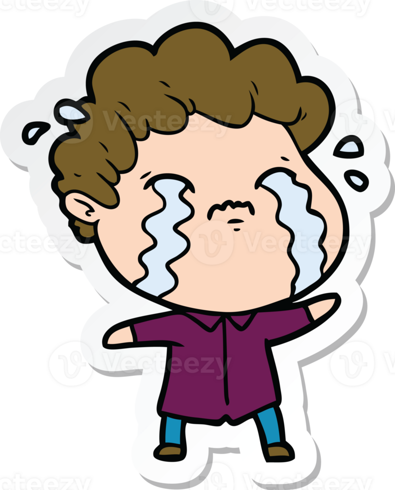 sticker of a cartoon man crying png