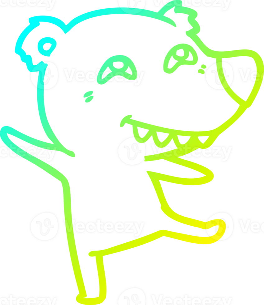 cold gradient line drawing of a cartoon bear dancing png