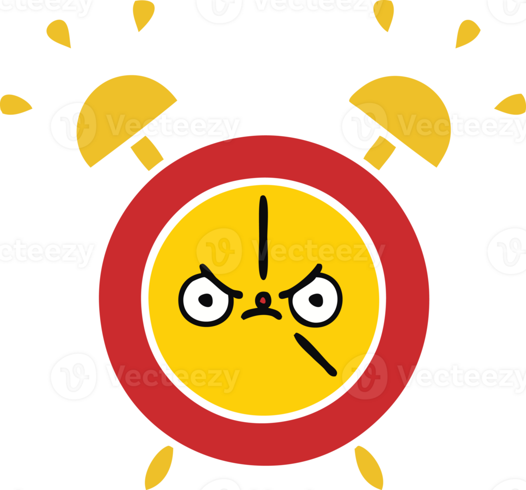 flat color retro cartoon of a alarm clock png