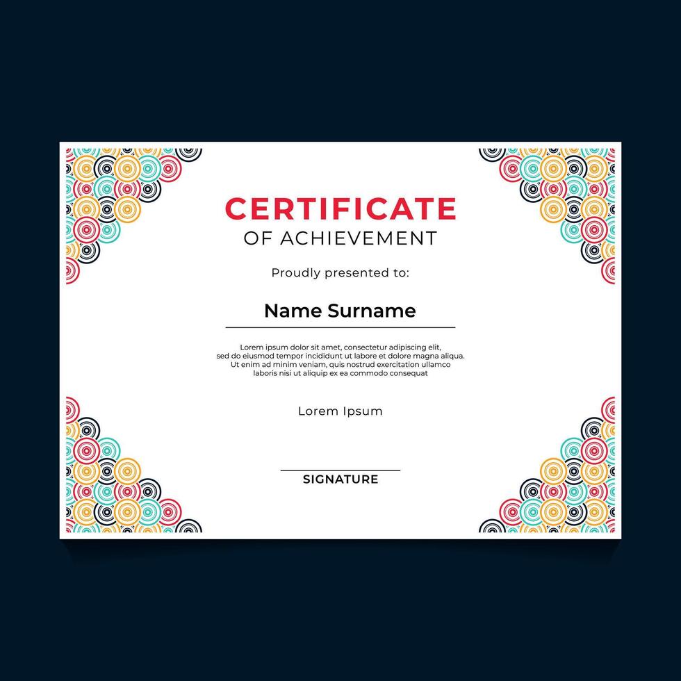 Abstract Geometric Circle Pattern Certificate Design vector