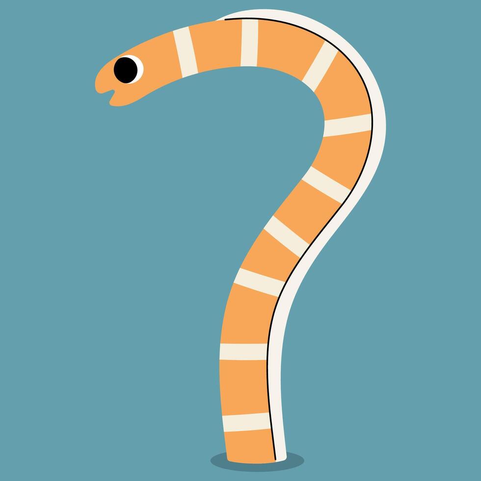Splendid garden eel single cute on a blue background, illustration. vector