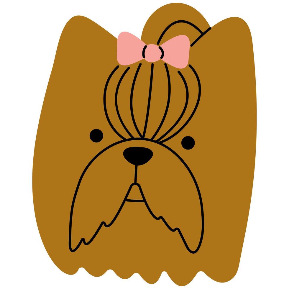 Yorkshire Terrier head cute on a white background, illustration. vector