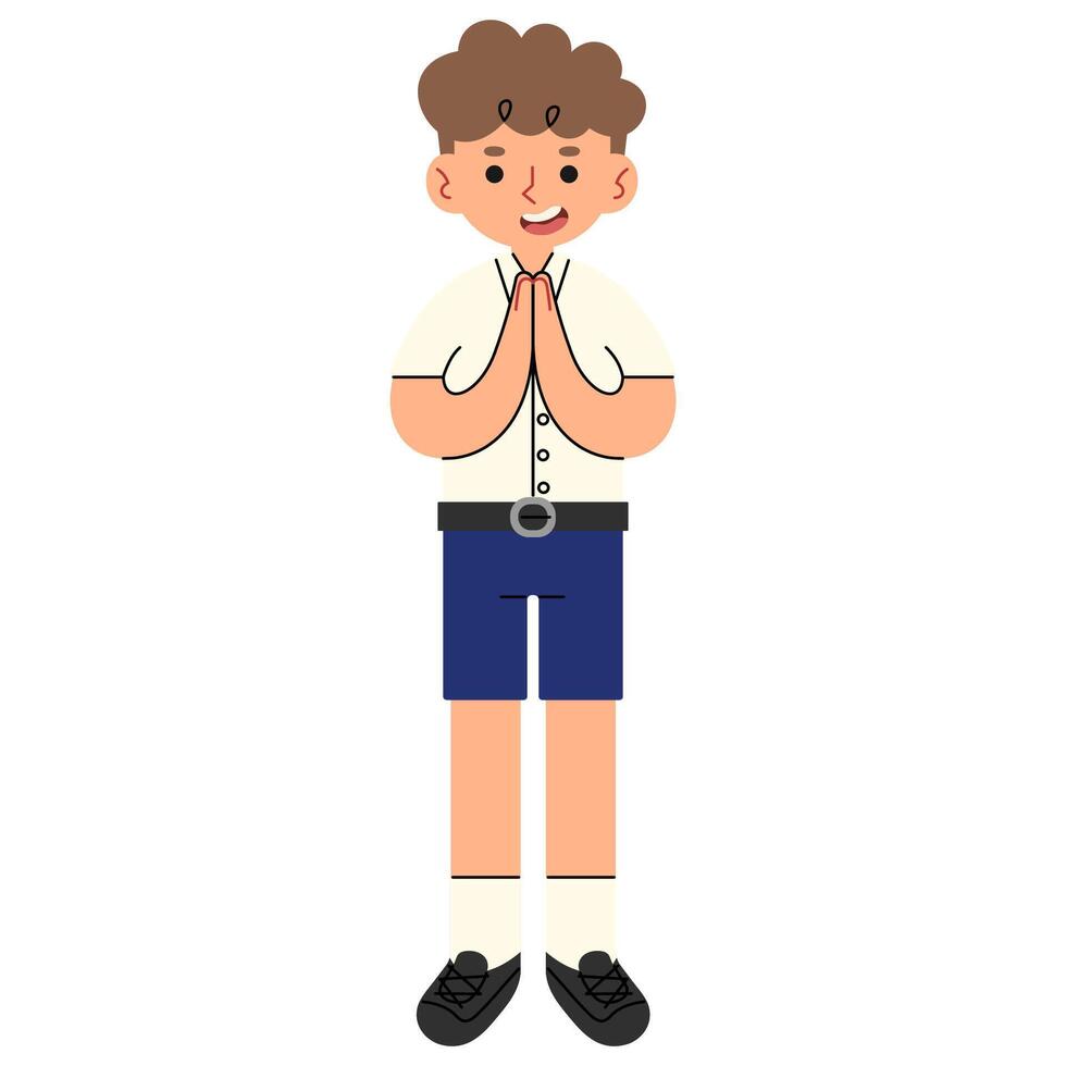 Thai school uniform on a white background, illustration. vector