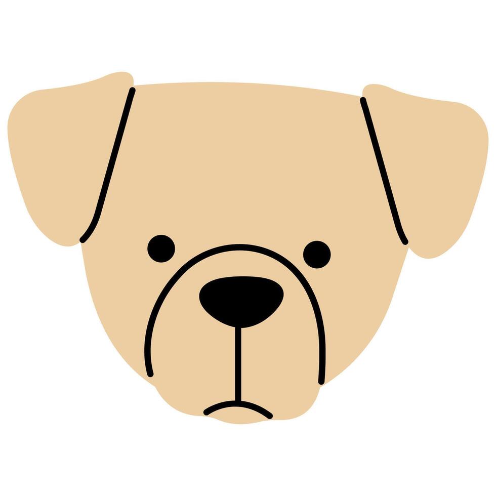 Labrador head cute on a white background, illustration. vector