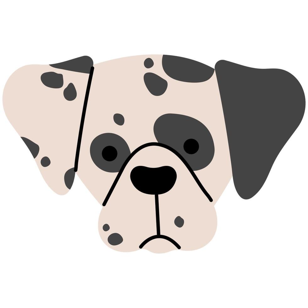 Dalmatian head cute on a white background, illustration. vector