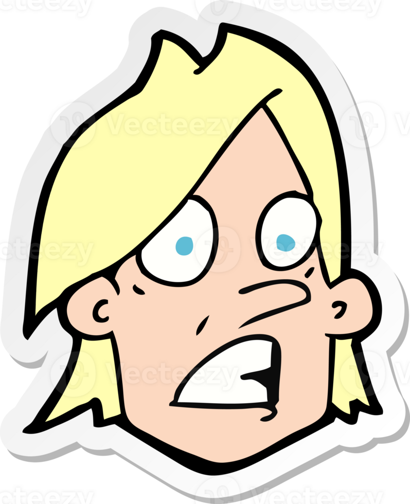 sticker of a cartoon frightened face png