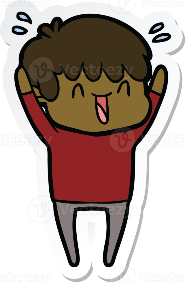 sticker of a cartoon laughing boy png