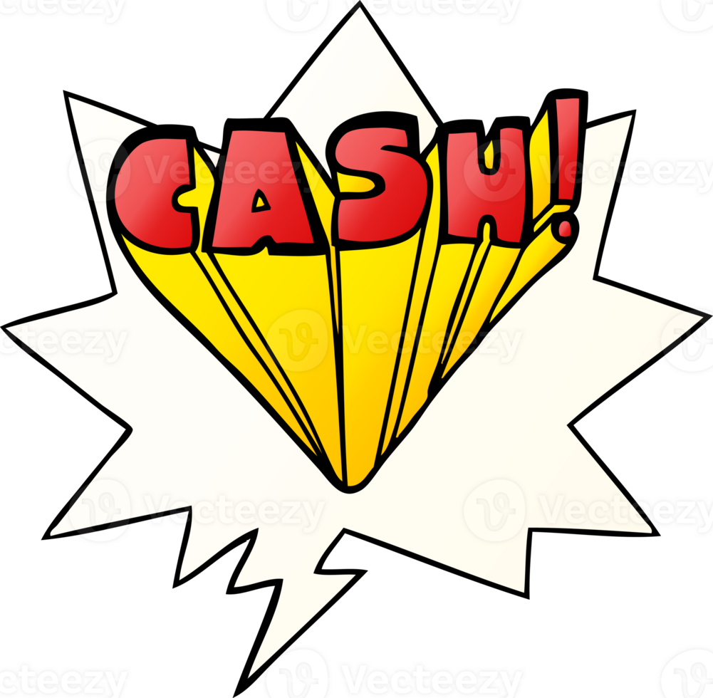 cartoon word cash with speech bubble in smooth gradient style png