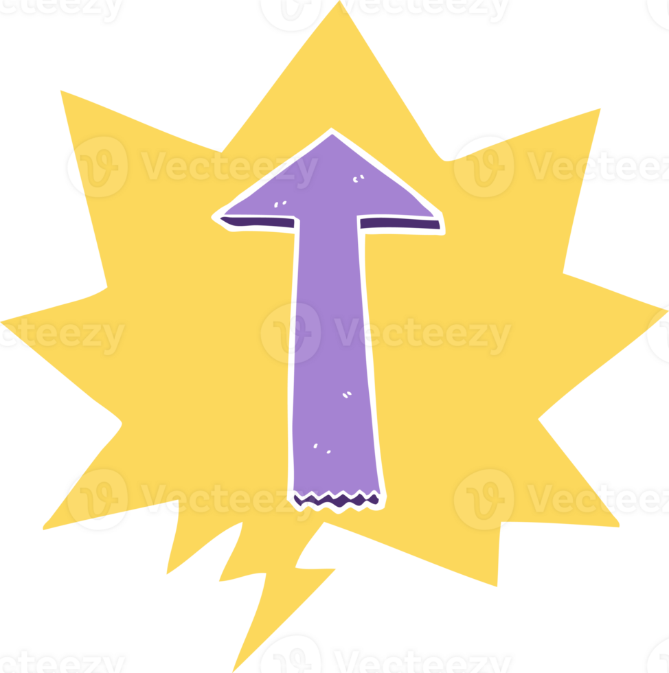 cartoon pointing arrow with speech bubble in retro style png
