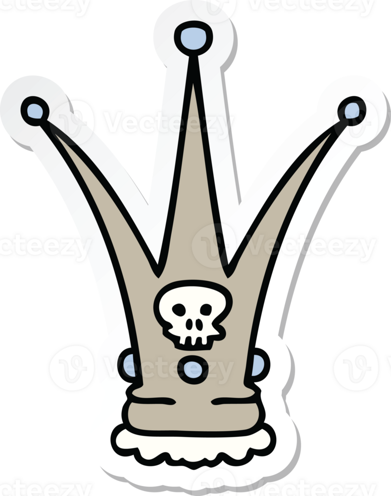 sticker of a quirky hand drawn cartoon death crown png