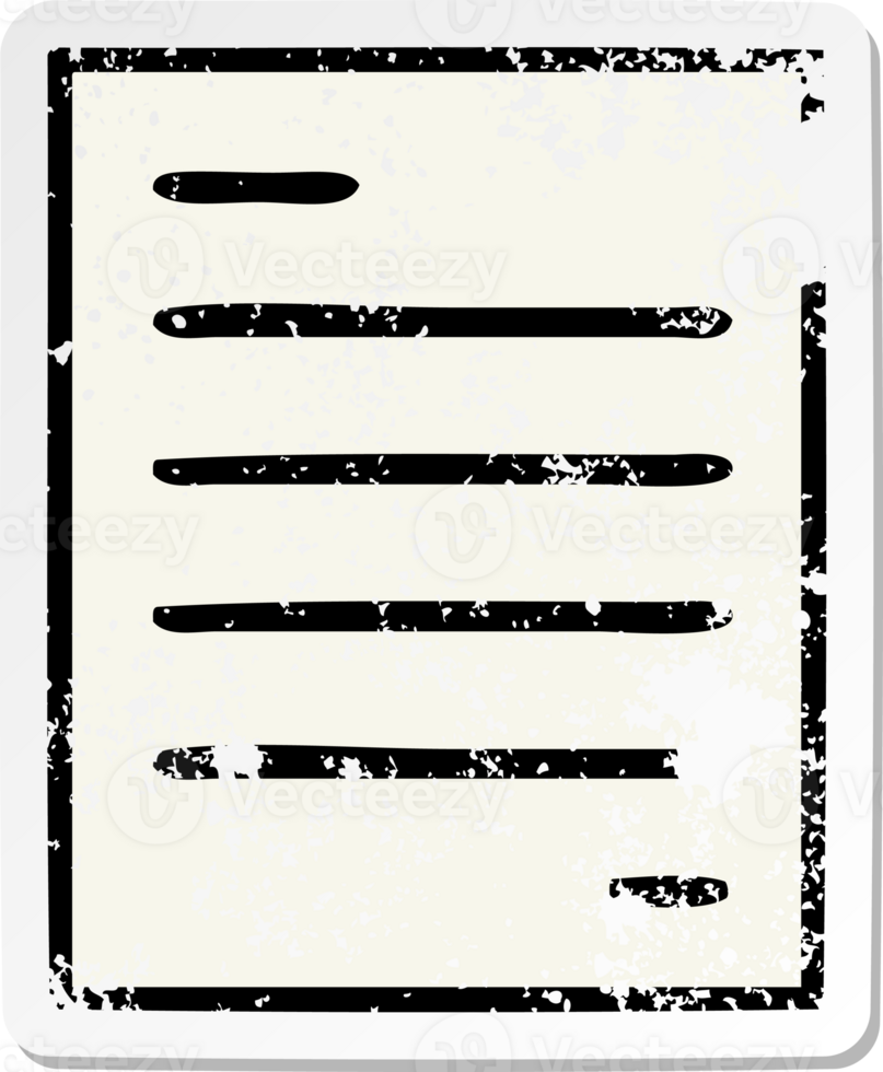 distressed sticker of a cute cartoon sheet of paper png