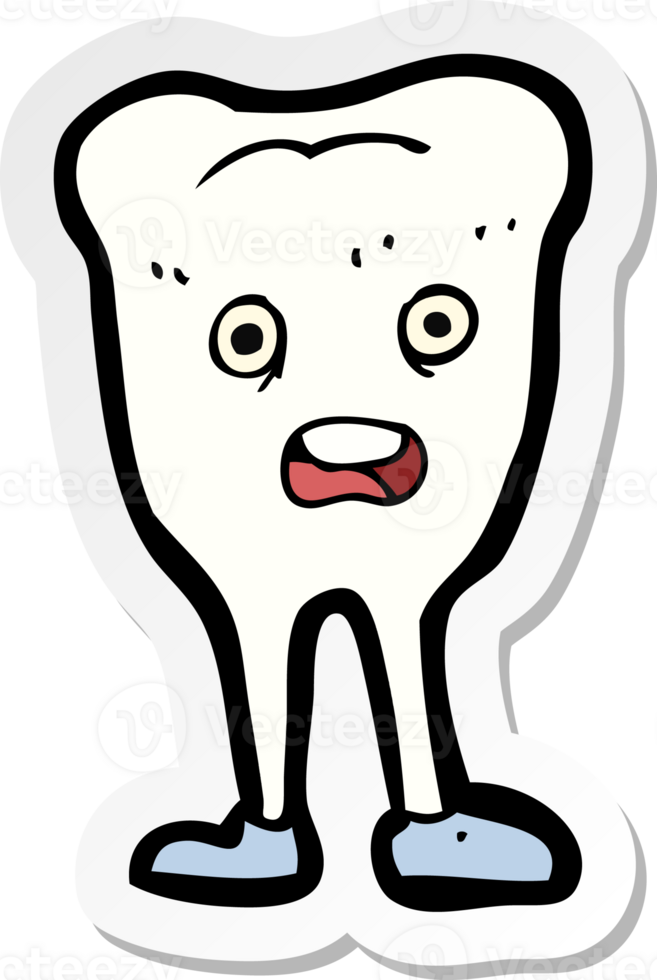 pegatina de un diente feliz de dibujos animados png