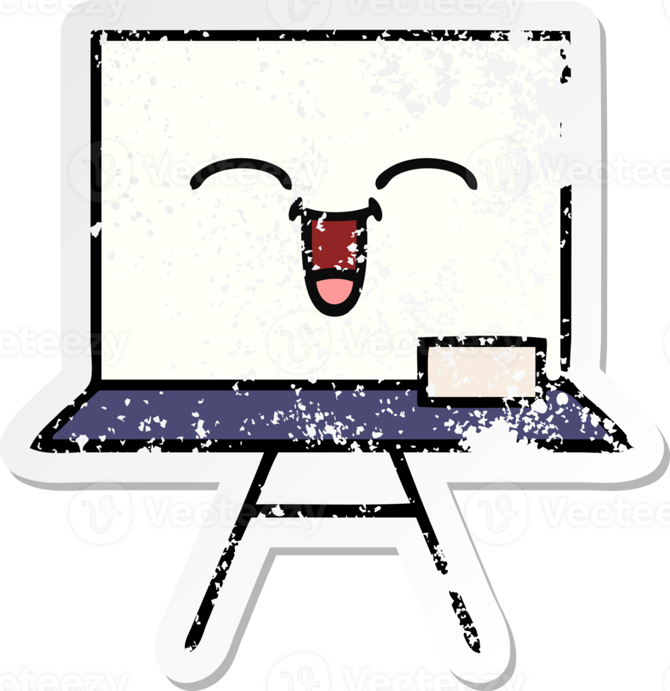 distressed sticker of a cute cartoon white board png