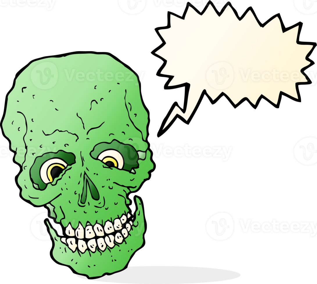 cartoon spooky skull with speech bubble png