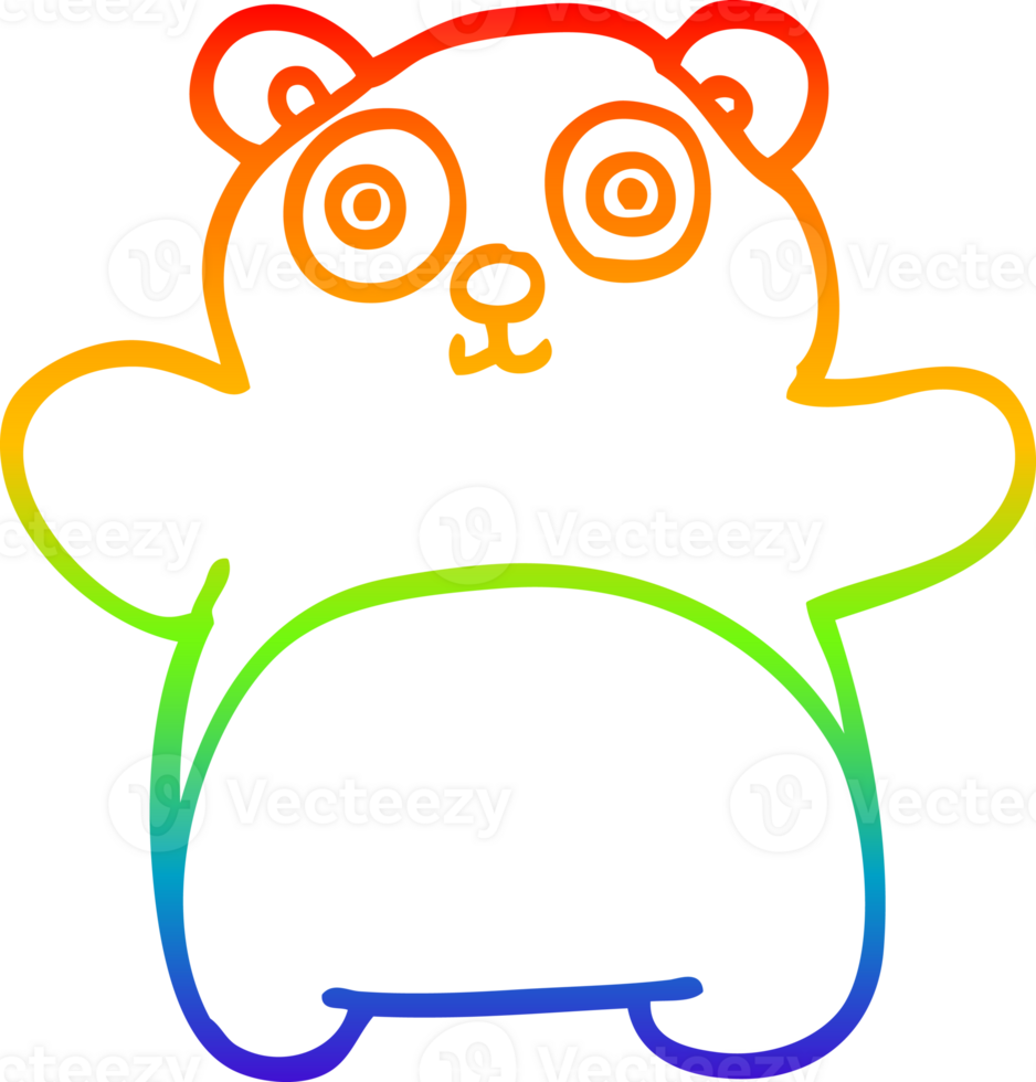 rainbow gradient line drawing of a cartoon teddy bear png