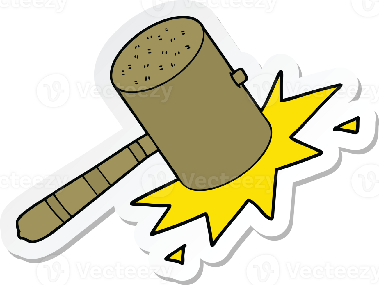 sticker of a cartoon banging gavel png