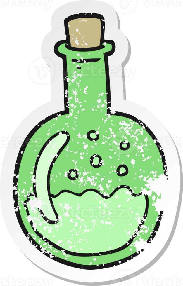 distressed sticker of a cartoon potion png