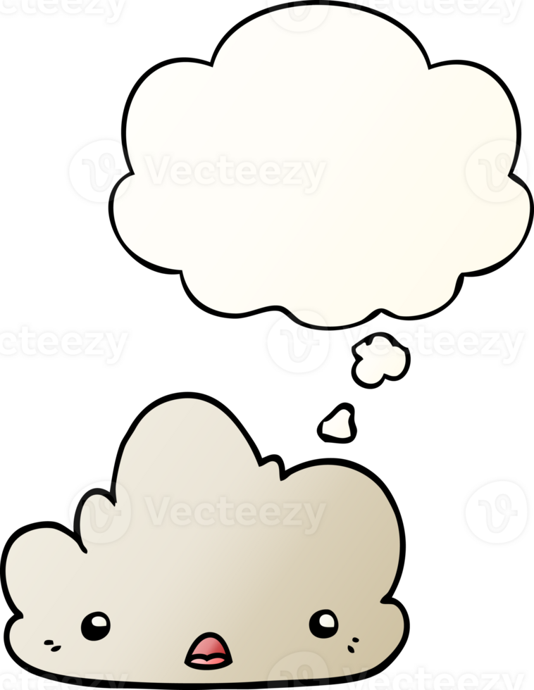 cute cartoon cloud with thought bubble in smooth gradient style png