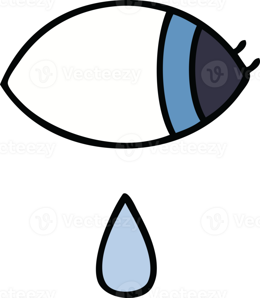 cute cartoon of a crying eye looking to one side png