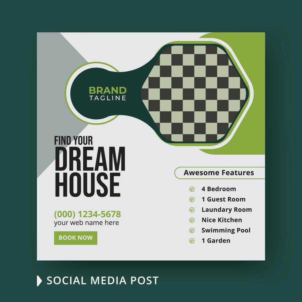 Corporate real estate social media post template design vector