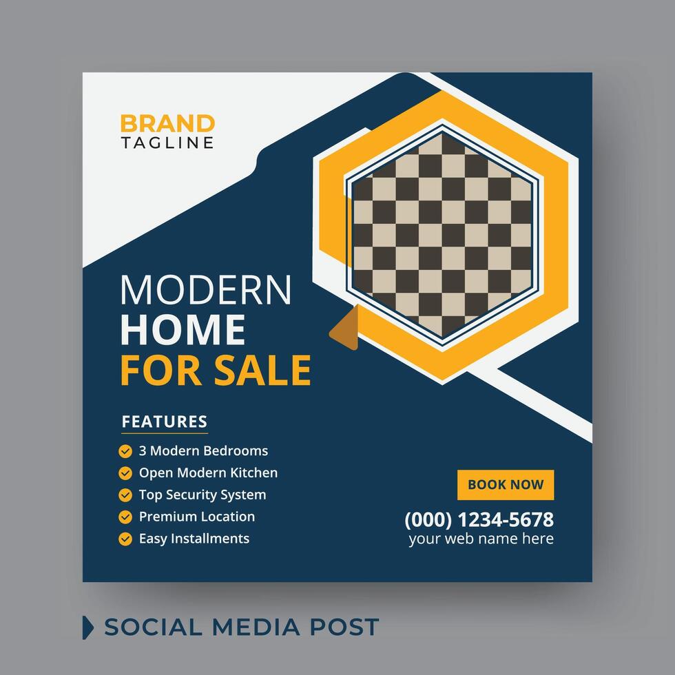 Corporate real estate social media post template design vector