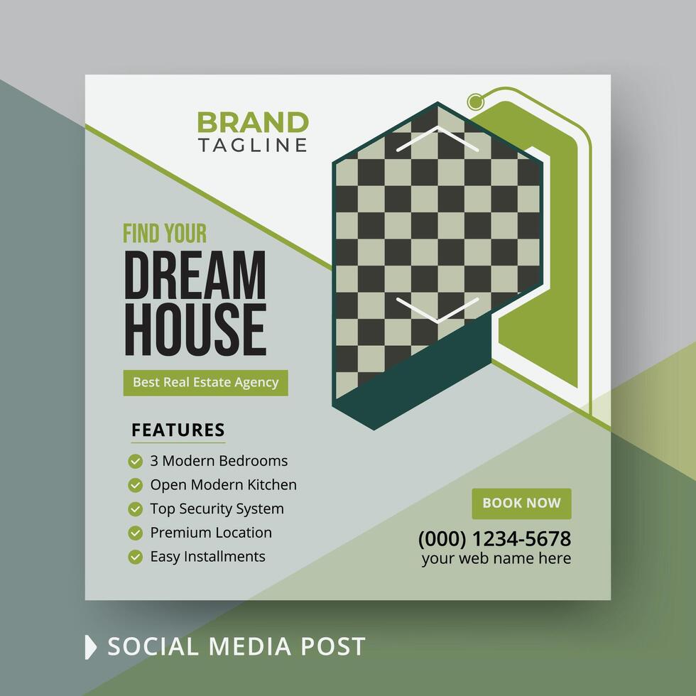 Corporate real estate social media post template design vector