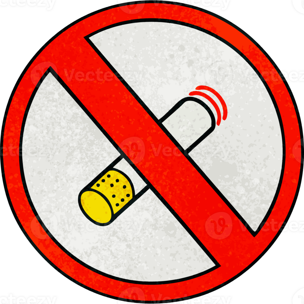 retro grunge texture cartoon of a no smoking allowed sign png