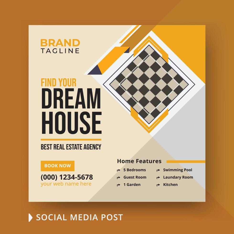 Corporate real estate social media post template design vector